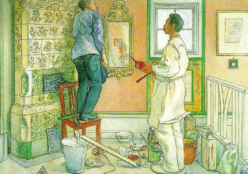 Carl Larsson mina vanner snickaren och malaren oil painting image